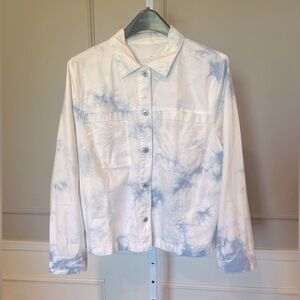 J. Jill Jacket Tie Dye Large Blue White EUC shacket lightweight denim button